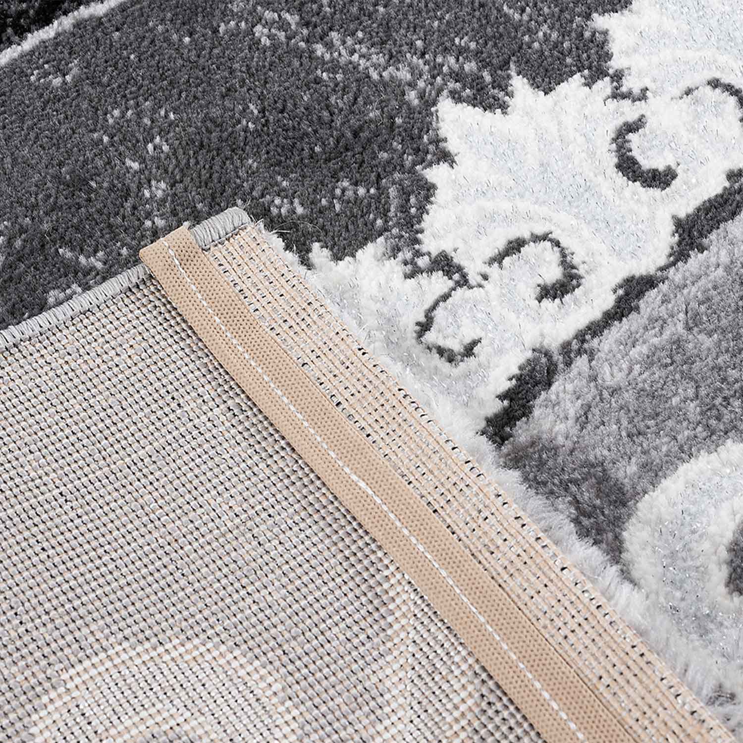 Teppich kurzflor Moderner Orientteppich mit Glitzergarn in Grau Anthrazit Weiß, für Wohnzimmer, Schlafzimmer-zoom-2