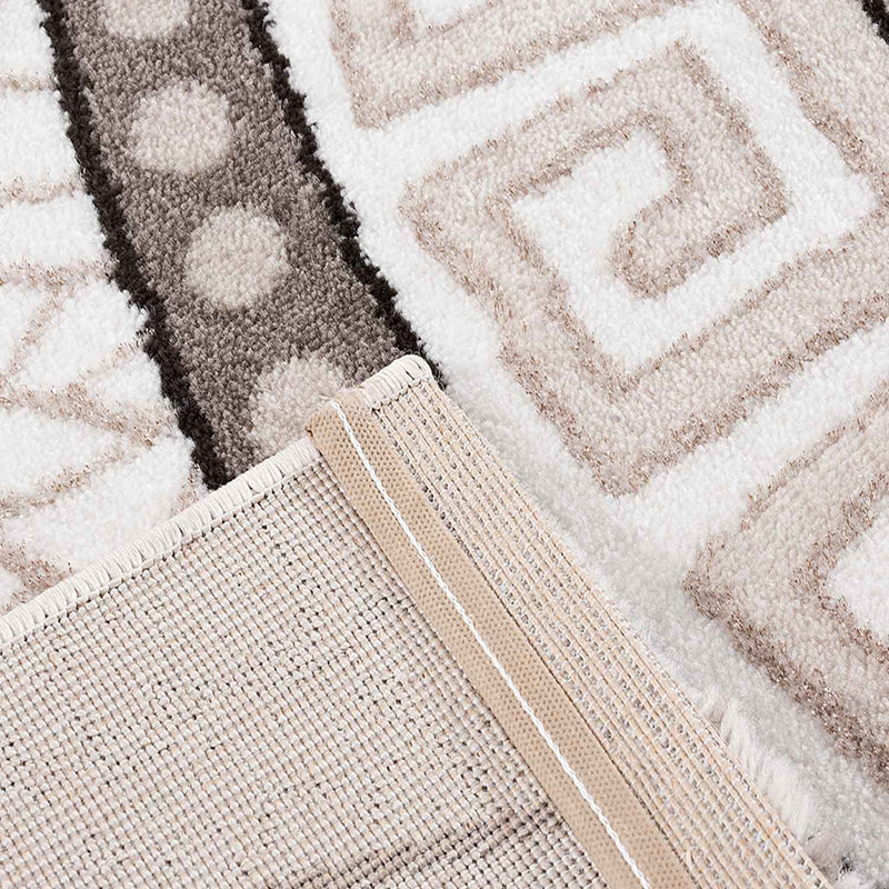 Teppich Designer Kurzflor Wohnzimmer mit Glitzer Medaillon USED Optik in Beige-zoom-