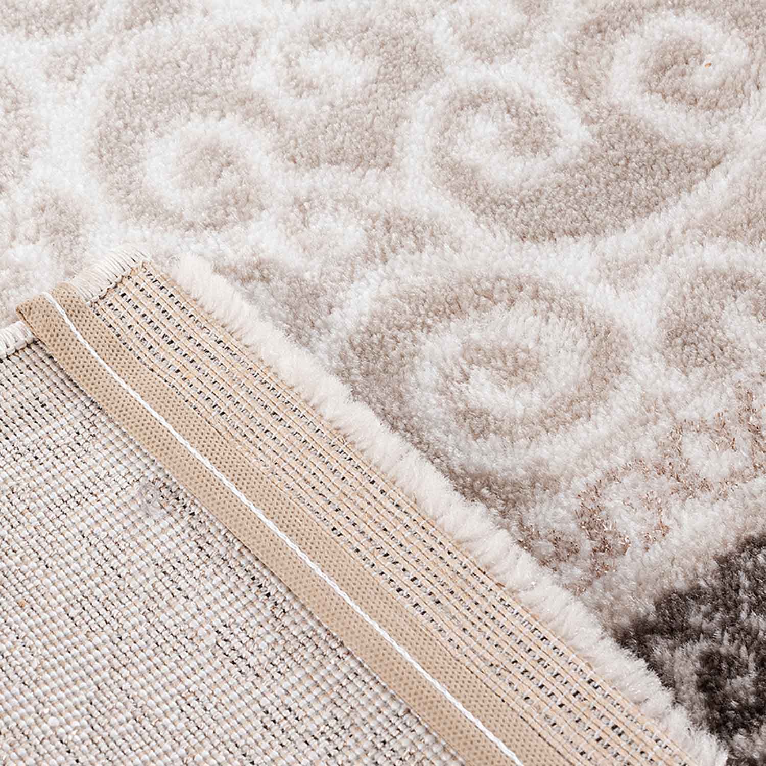 Designer short-pile living room rug with glitter abstract used look in brown-2
