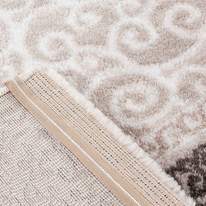 Designer short-pile living room rug with glitter abstract used look in brown-zoom-