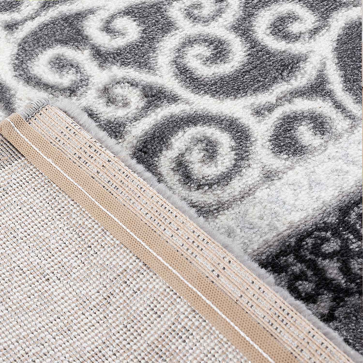Short-pile rug, modern oriental rug with glitter yarn in grey, black and white, for living room, bedroom-2