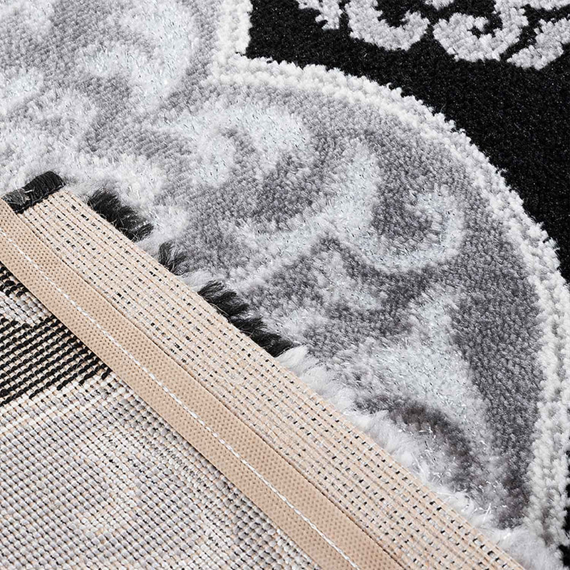 Teppich kurzflor Moderner Orientteppich mit Glitzergarn in Grau Anthrazit Weiß, für Wohnzimmer, Schlafzimmer-zoom-
