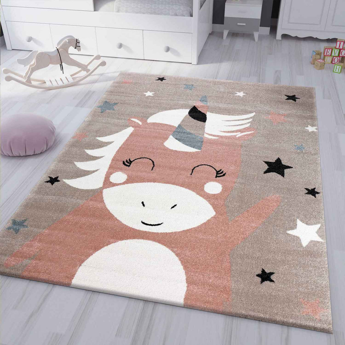 Unicorn rug children's room fluffy happy