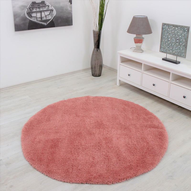 Pink High Pile Rug, Extra Soft Microfiber, Fluffy for Living Room, Bedroom, Children's Room-zoom-