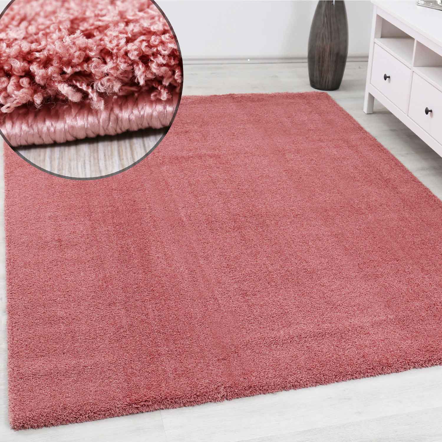 Pink High Pile Rug, Extra Soft Microfiber, Fluffy for Living Room, Bedroom, Children's Room-1
