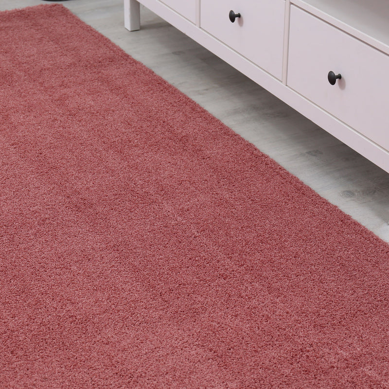 Pink High Pile Rug, Extra Soft Microfiber, Fluffy for Living Room, Bedroom, Children's Room-zoom-