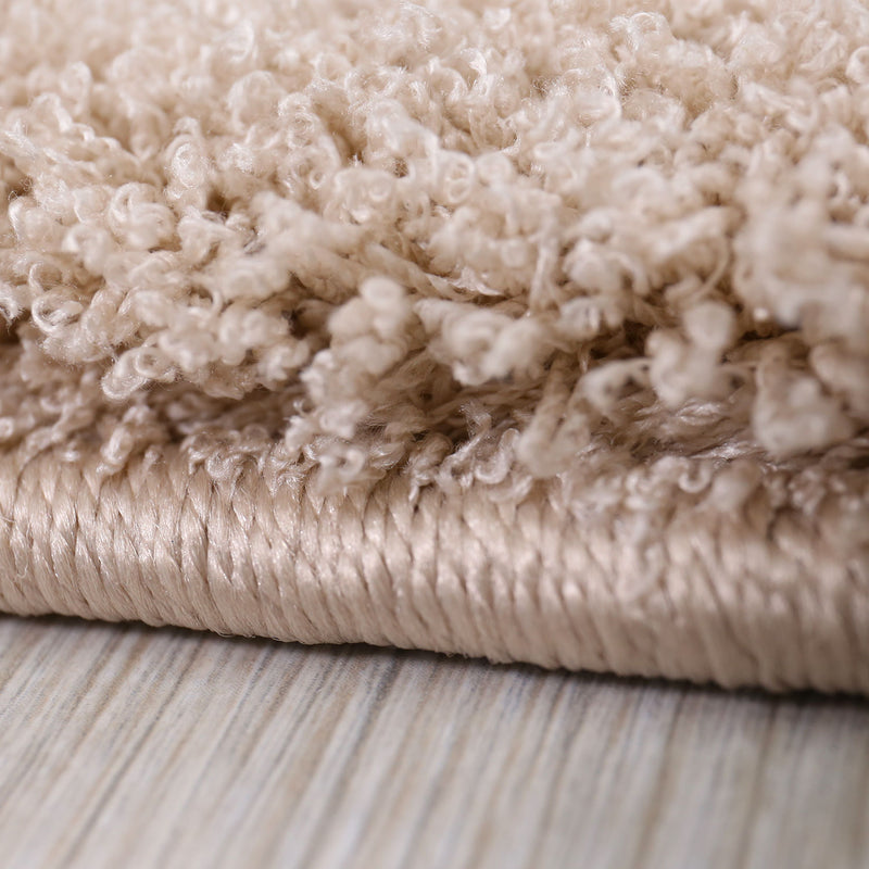 High-pile beige rug, extra soft microfiber, fluffy, for living room, bedroom, children's room-zoom-