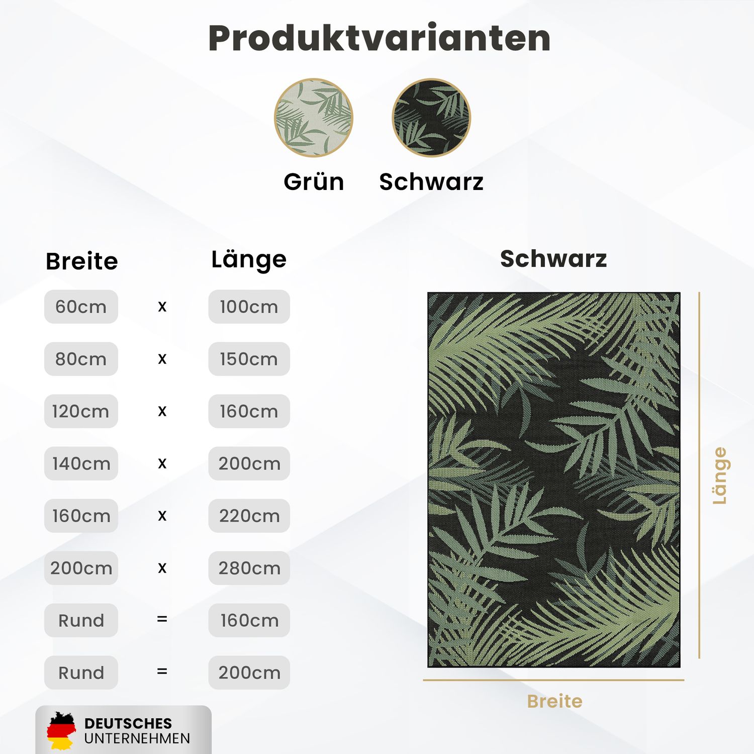 Flatweave carpet for patio, balcony, kitchen, indoor and outdoor use, palm motif, green and black-zoom-18
