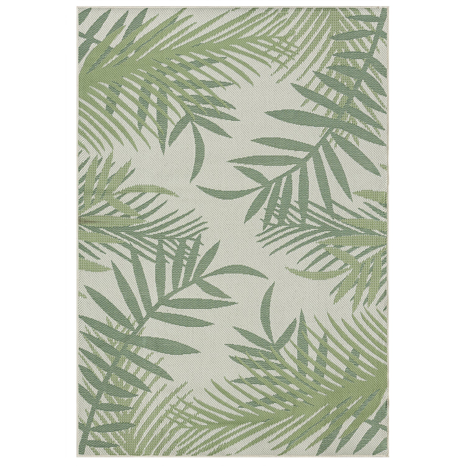 Flatweave carpet for patio, balcony, kitchen, indoor and outdoor use, palm motif, green and black-2