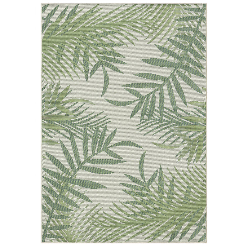 Flatweave carpet for patio, balcony, kitchen, indoor and outdoor use, palm motif, green and black-zoom-