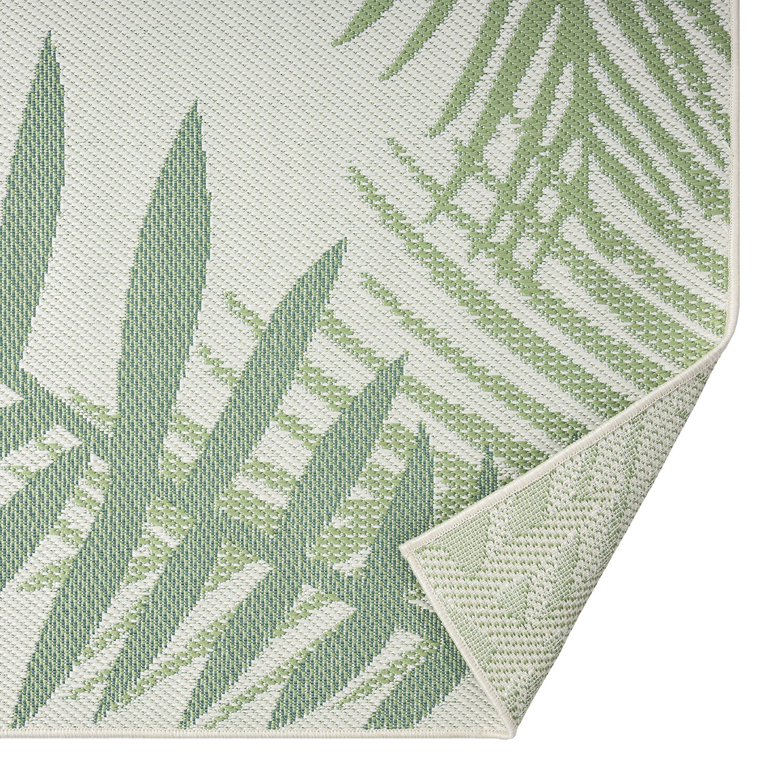 Flatweave carpet for patio, balcony, kitchen, indoor and outdoor use, palm motif, green and black-zoom-8