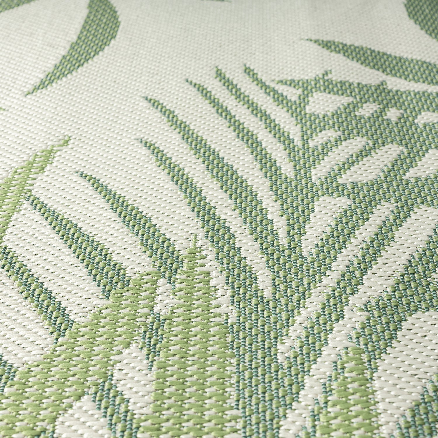 Flatweave carpet for patio, balcony, kitchen, indoor and outdoor use, palm motif, green and black-zoom-6