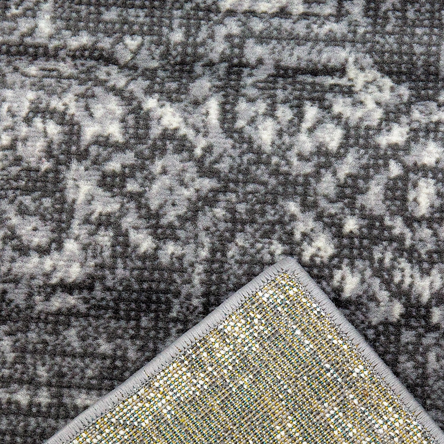 Grey Cream Abstract Vintage Look Carpet for Living Room Short Pile Designer Rug