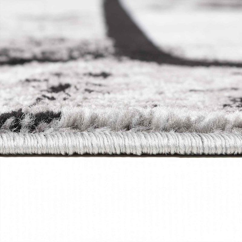 Teppich Grau Wohnzimmer Vintage Kurzflor Geometrisch Muster Abstrakt Meliert-zoom-