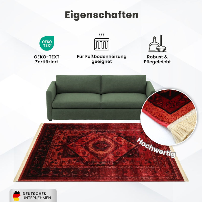 Teppich-Home ROYAL Dunkelrot im Vintage-Orient Stil“– Hochwertig & Pflegeleicht-zoom-
