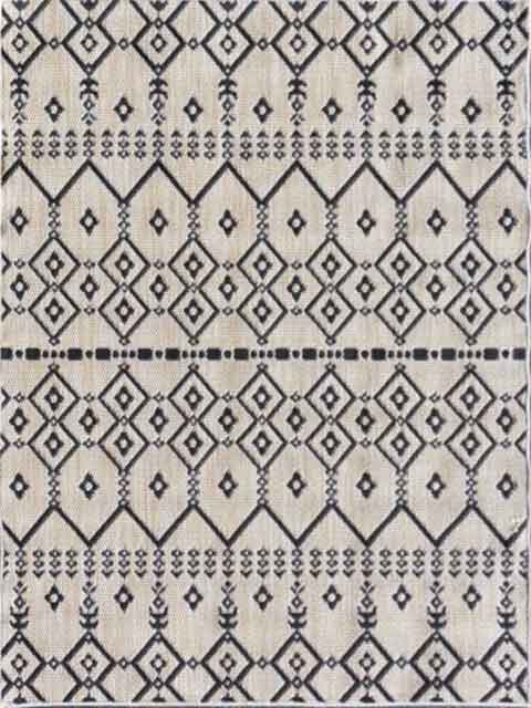 Indoor and outdoor flatweave carpet for patios, balconies, and conservatories; durable; boho embossed design