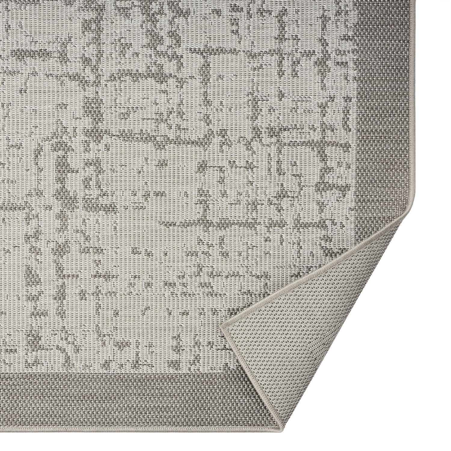 Indoor and outdoor flatweave carpet for patio, balcony, conservatory; durable; abstract; grey, anthracite, brown-zoom-7