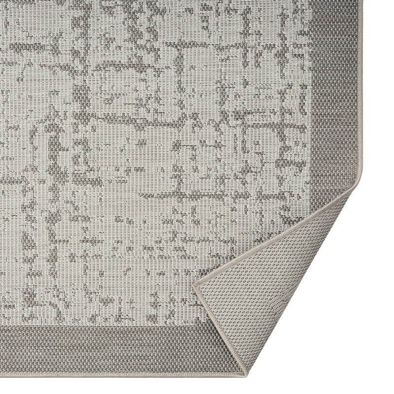 Indoor and outdoor flatweave carpet for patio, balcony, conservatory; durable; abstract; grey, anthracite, brown-zoom-