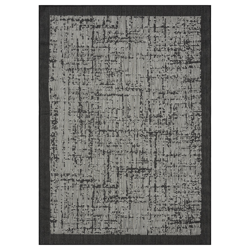 Indoor and outdoor flatweave carpet for patio, balcony, conservatory; durable; abstract; grey, anthracite, brown-zoom-