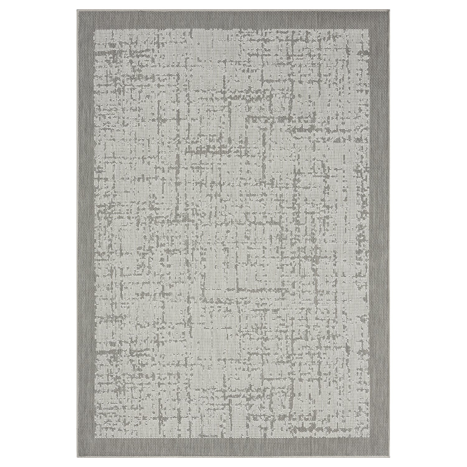 Indoor and outdoor flatweave carpet for patio, balcony, conservatory; durable; abstract; grey, anthracite, brown-9