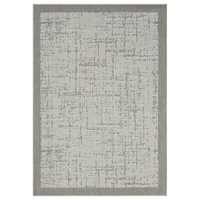 Indoor and outdoor flatweave carpet for patio, balcony, conservatory; durable; abstract; grey, anthracite, brown-zoom-