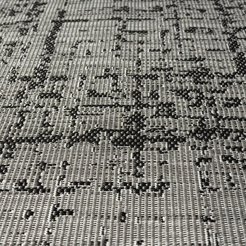 Indoor and outdoor flatweave carpet for patio, balcony, conservatory; durable; abstract; grey, anthracite, brown-zoom-
