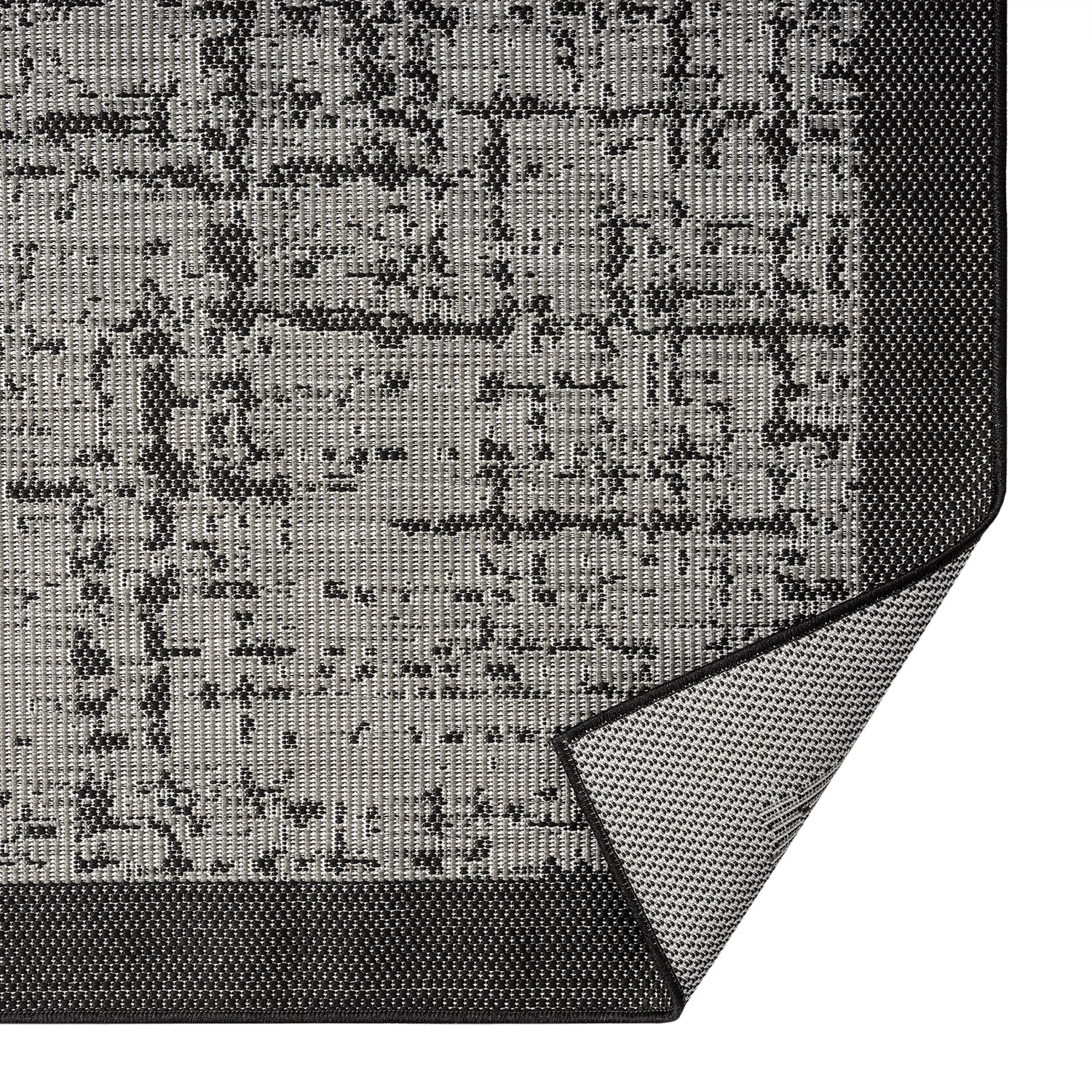 Indoor and outdoor flatweave carpet for patio, balcony, conservatory; durable; abstract; grey, anthracite, brown-3