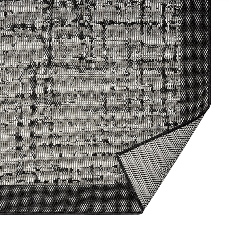 Indoor and outdoor flatweave carpet for patio, balcony, conservatory; durable; abstract; grey, anthracite, brown-zoom-