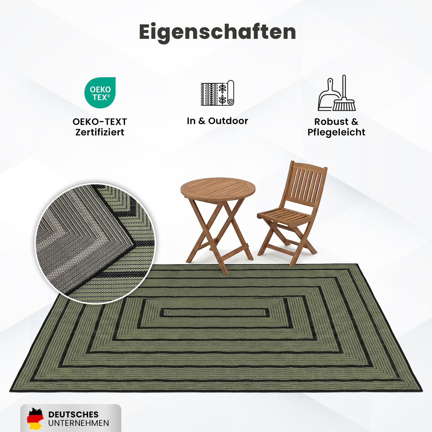 Teppich In- & Outdoor Wetterfest – Balkon Terrasse Garten, Wohnzimmer & Küche -Waschbar-zoom-4