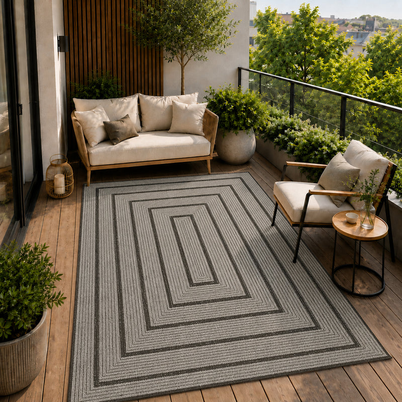 Teppich In- & Outdoor Wetterfest – Balkon Terrasse Garten, Wohnzimmer & Küche -Waschbar-zoom-