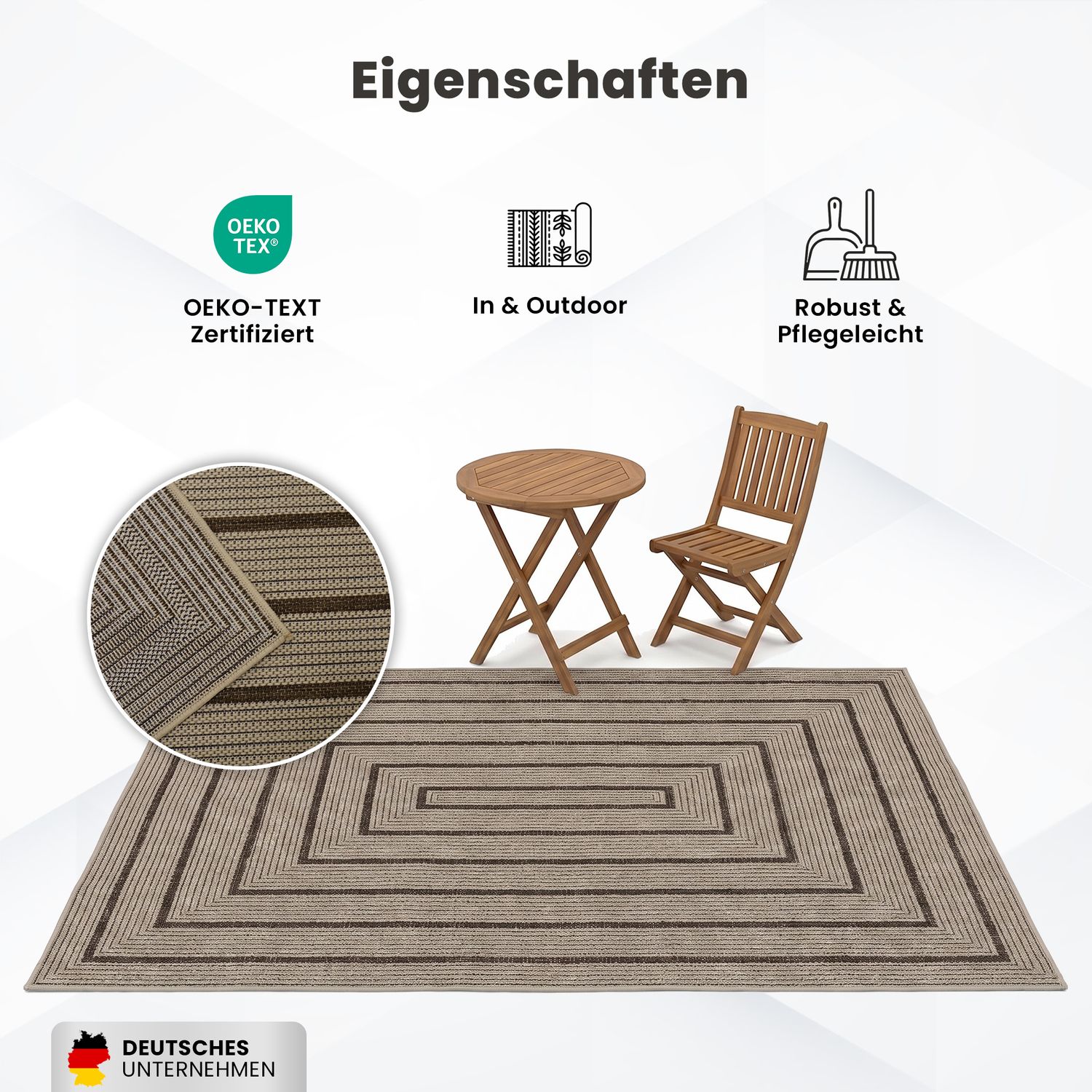 Teppich In- & Outdoor Wetterfest – Balkon Terrasse Garten, Wohnzimmer & Küche -Waschbar-zoom-12