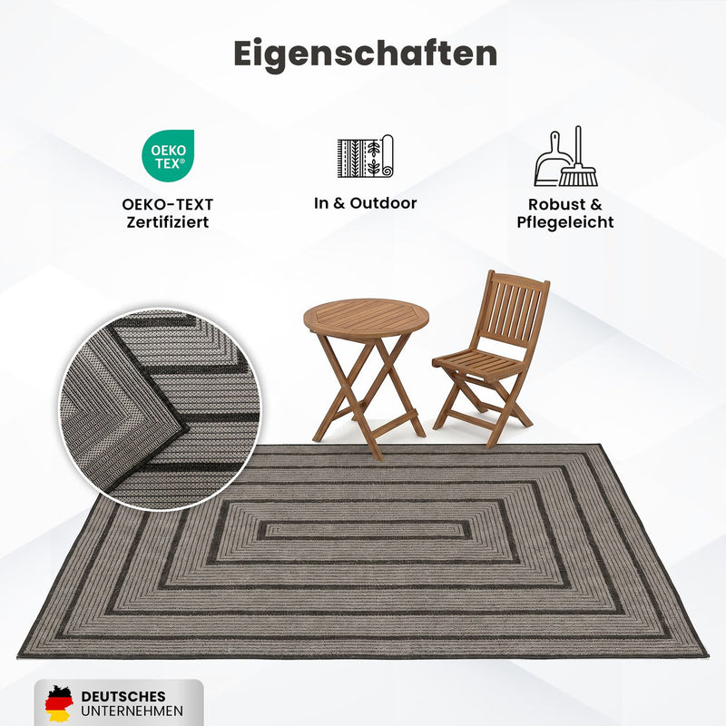 Teppich In- & Outdoor Wetterfest – Balkon Terrasse Garten, Wohnzimmer & Küche -Waschbar-zoom-
