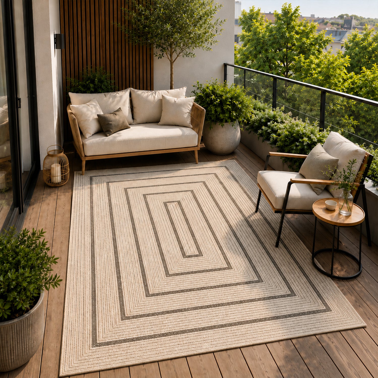 Teppich In- & Outdoor Wetterfest – Balkon Terrasse Garten, Wohnzimmer & Küche -Waschbar-11