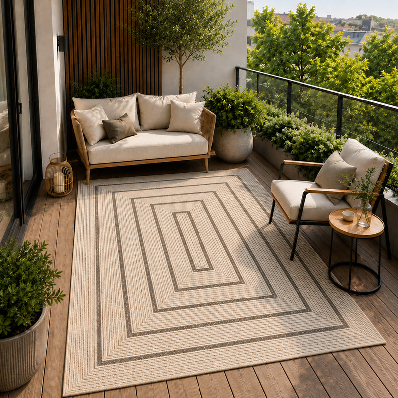 Teppich In- & Outdoor Wetterfest – Balkon Terrasse Garten, Wohnzimmer & Küche -Waschbar-zoom-