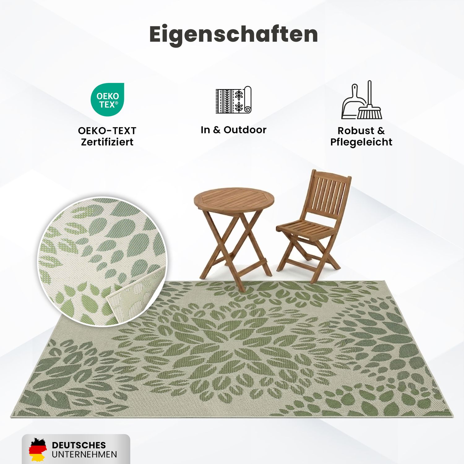 Teppich In- & Outdoor Wetterfest – Balkon Terrasse Garten, Wohnzimmer & Küche -Waschbar-zoom-8