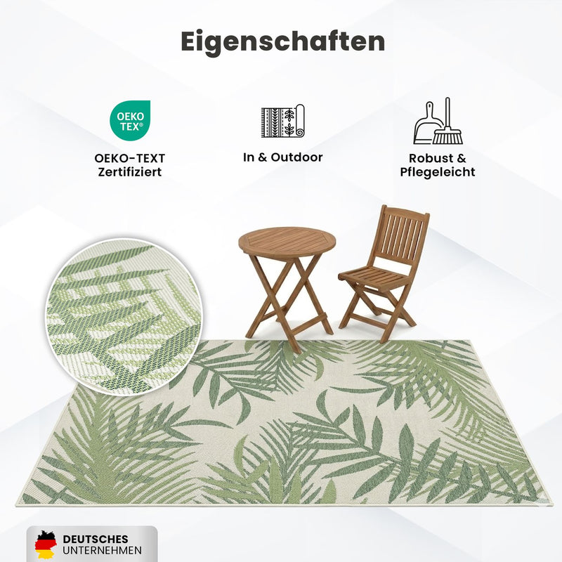Teppich In- & Outdoor Wetterfest – Balkon Terrasse Garten, Wohnzimmer & Küche -Waschbar-zoom-