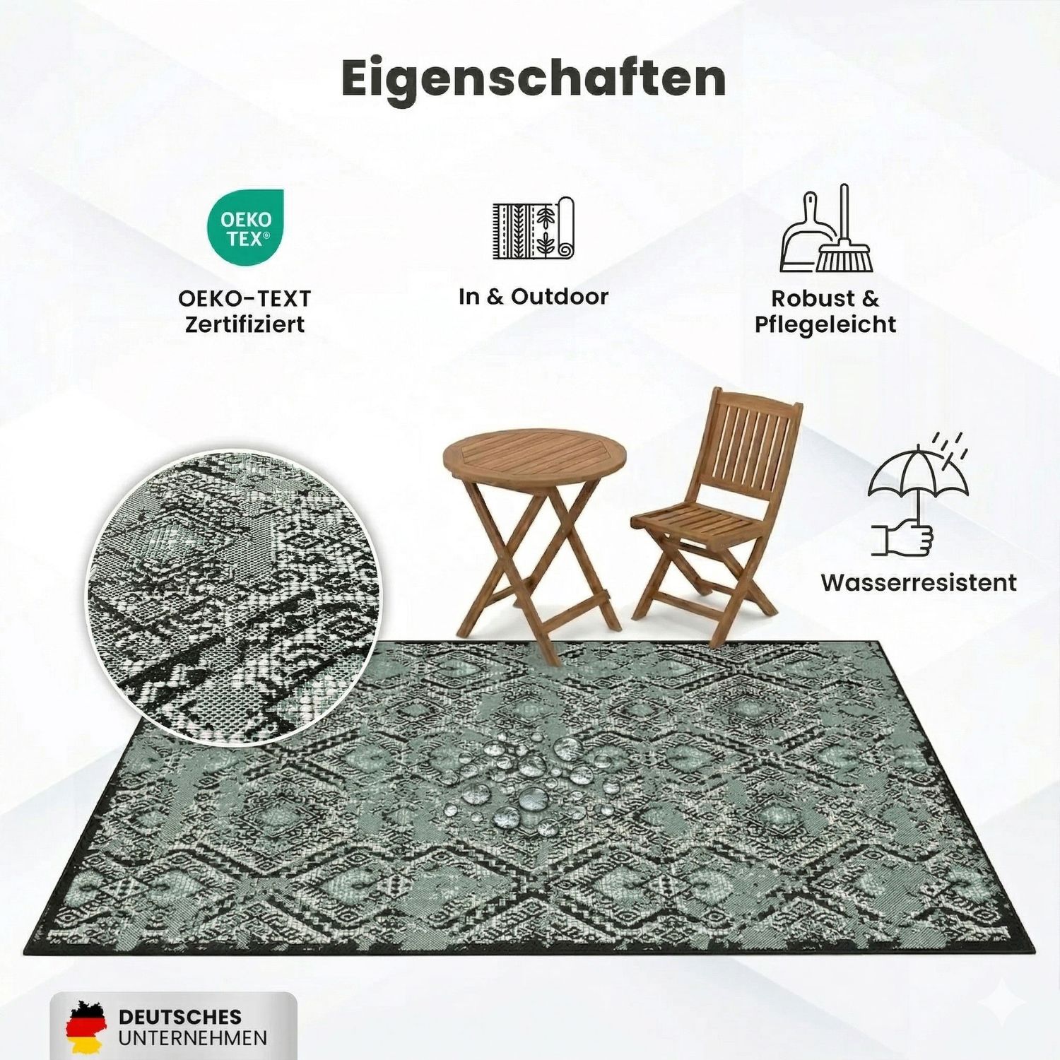 Teppich In- & Outdoor Wetterfest – Balkon Terrasse Garten, Wohnzimmer & Küche -Waschbar-zoom-23