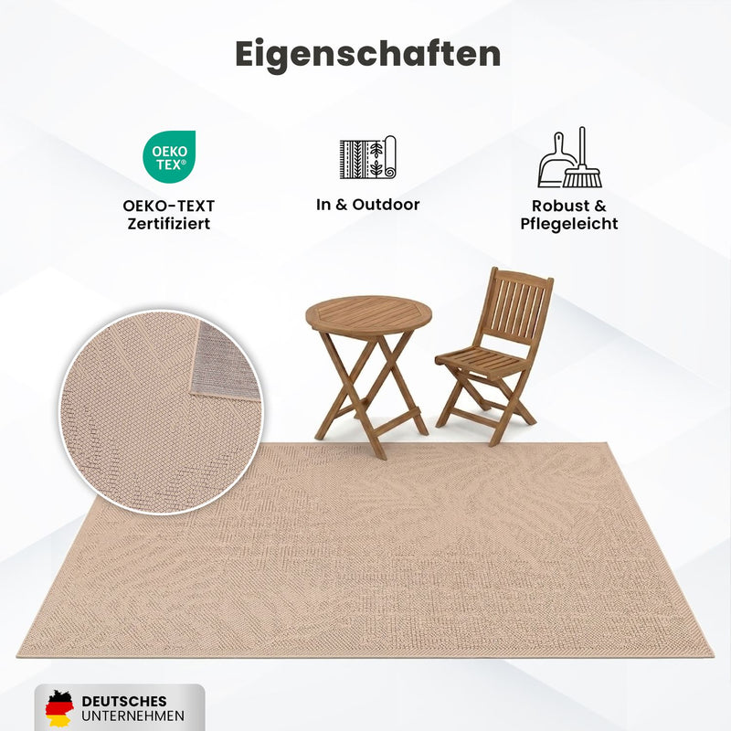 Teppich In- & Outdoor Wetterfest – Balkon Terrasse Garten, Wohnzimmer & Küche -Waschbar-zoom-