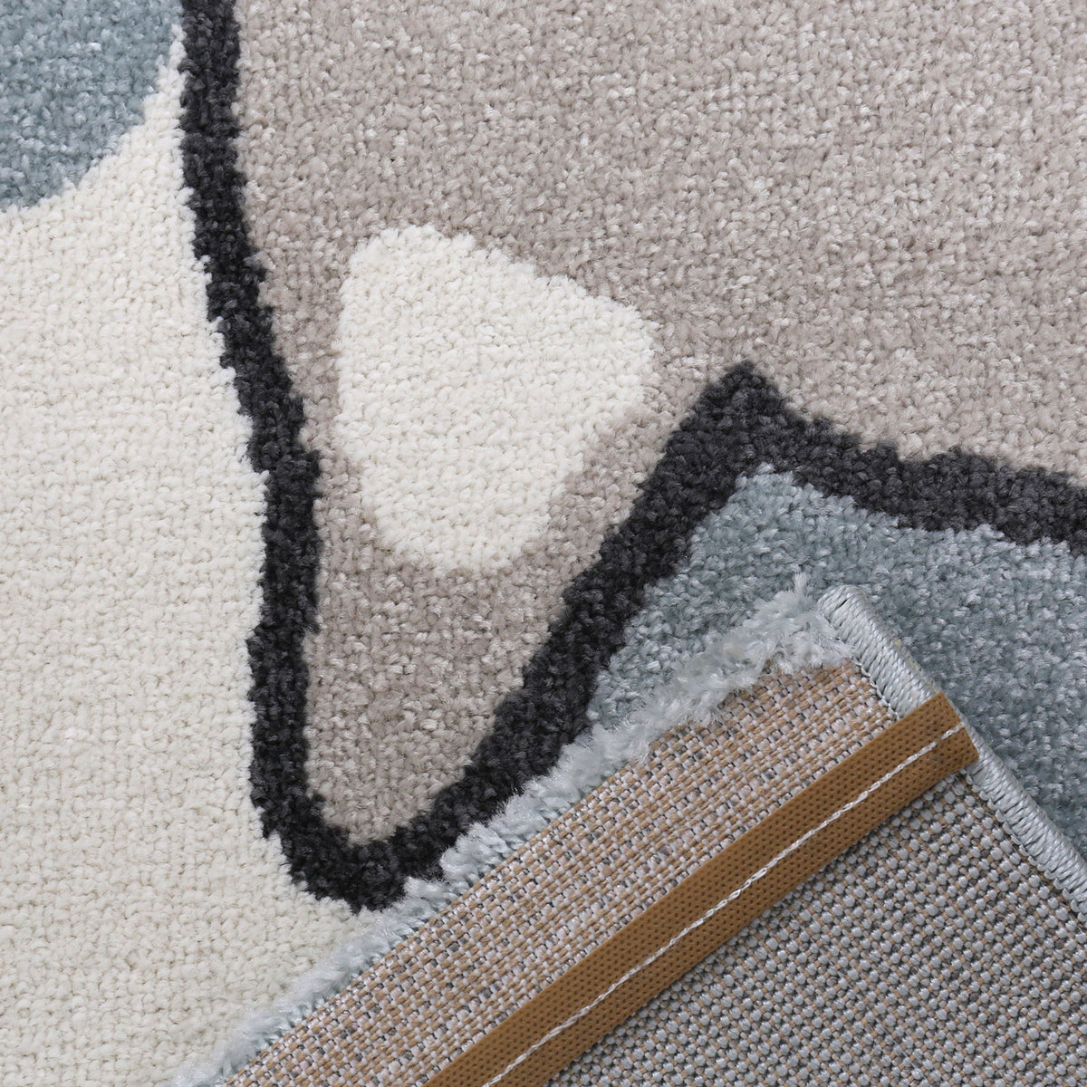 Kids' rug baby rug cat paws cream mint-blue gray