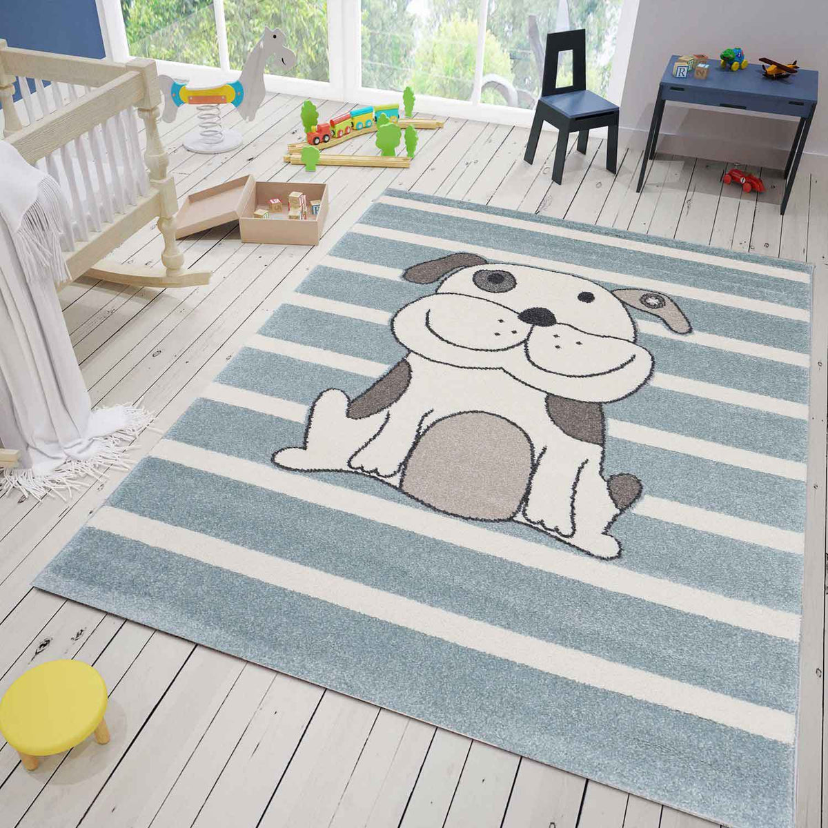 Rug Dog Puppy Children's Room Striped