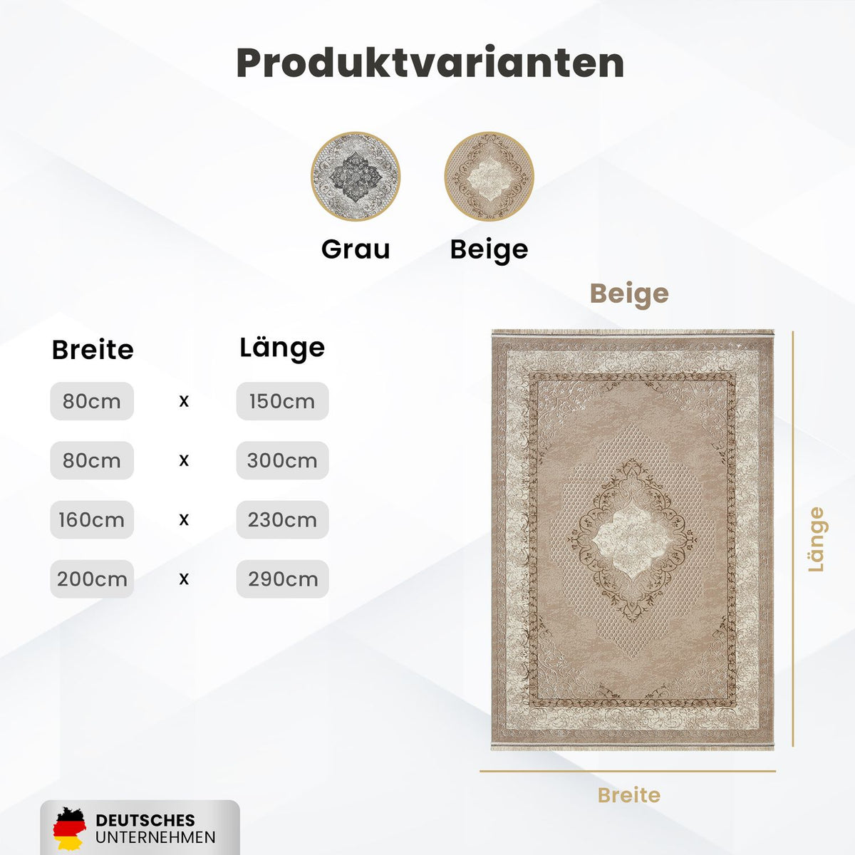 Classic Modern Rug with Ornamental Pattern, Oriental Runner, Suitable for Underfloor Heating