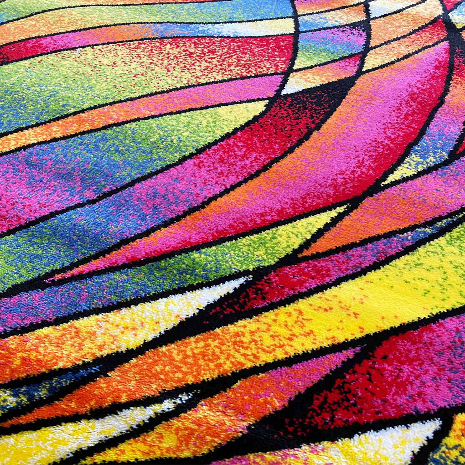 Short-pile rug, colorful, patchwork, waves, dots, modern design, for living room-2