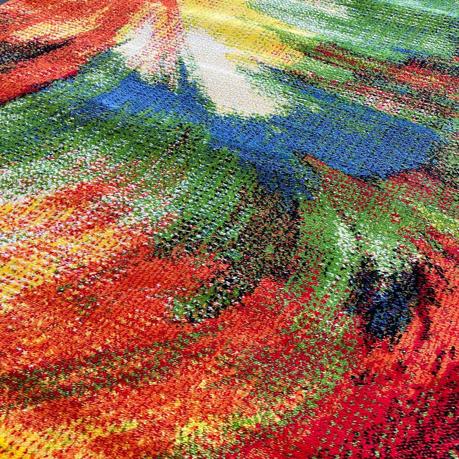 Short-pile rug, colorful, patchwork, waves, dots, modern design, for living room-10