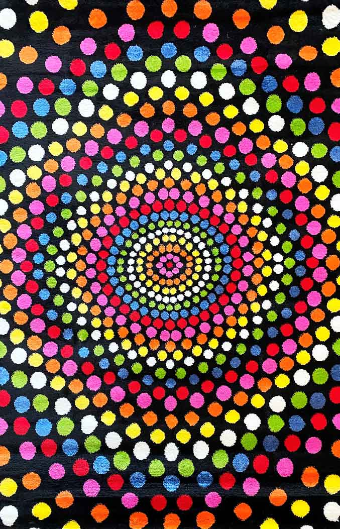 Short-pile rug, colorful, patchwork, waves, dots, modern design, for living room-zoom-16
