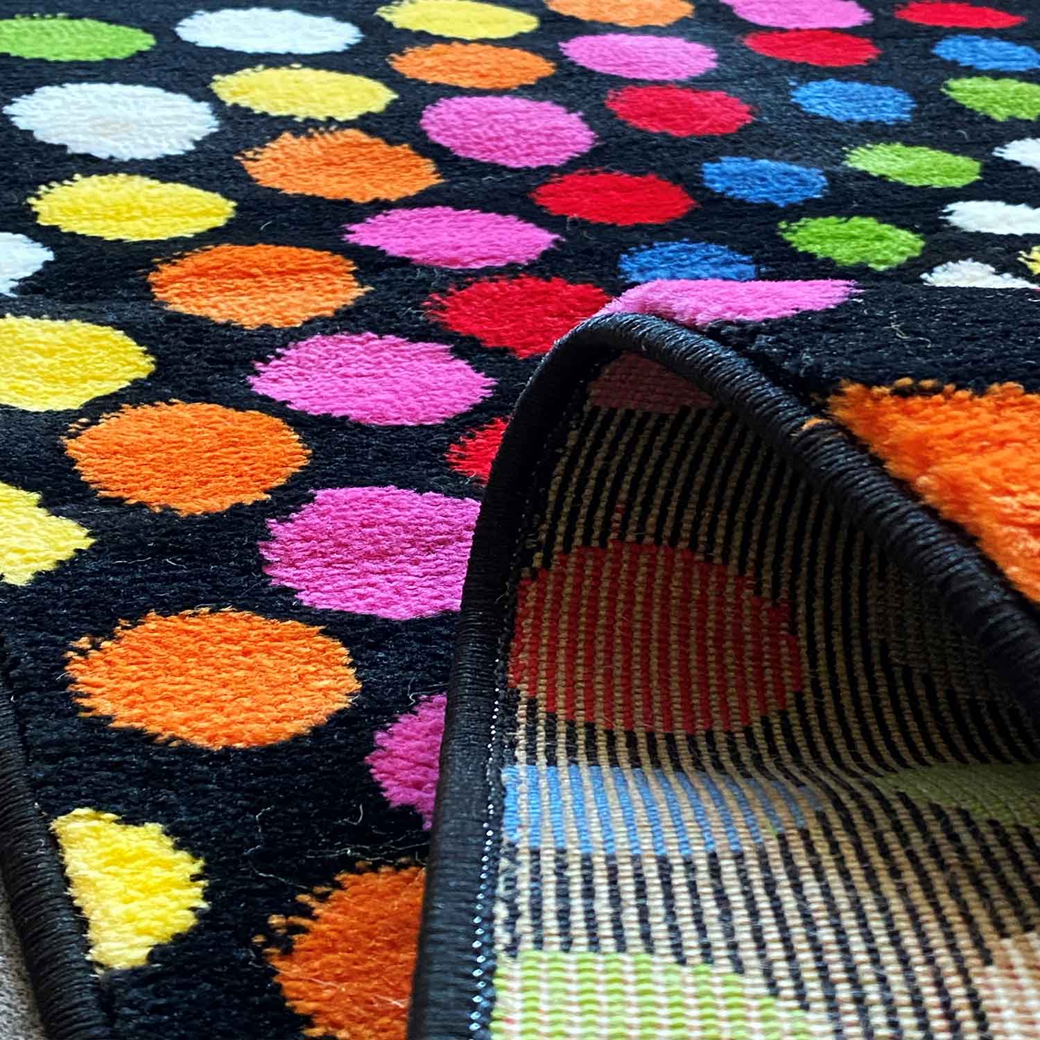 Short-pile rug, colorful, patchwork, waves, dots, modern design, for living room-zoom-15
