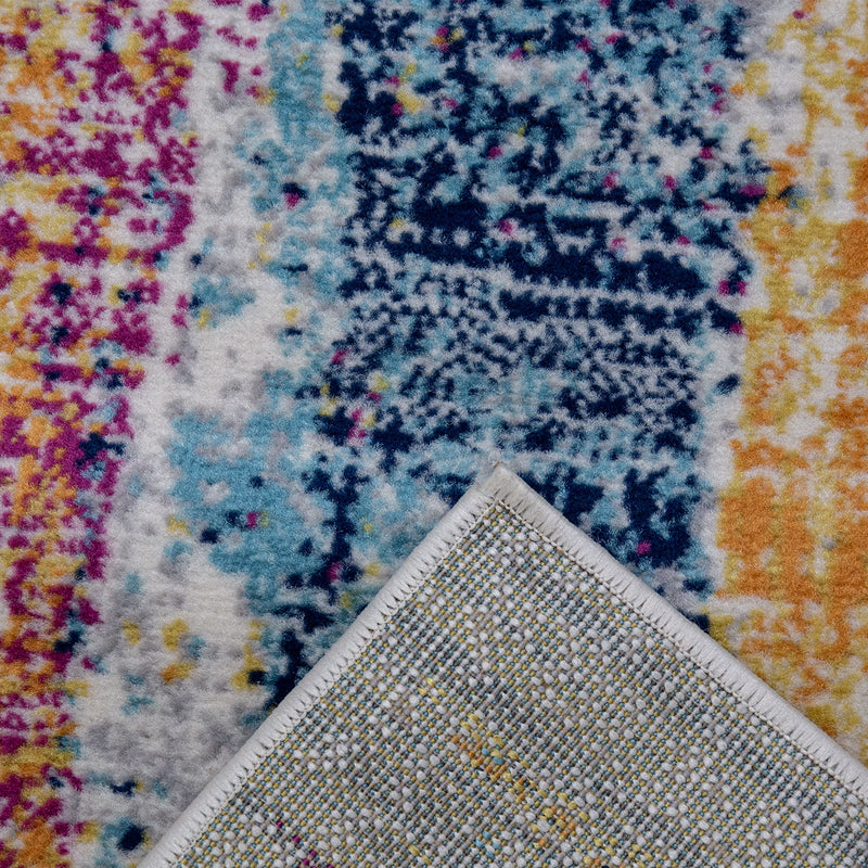 Teppich Kurzflor  Wohnzimmer Bunter Farbmix Used Look Motiv-zoom-