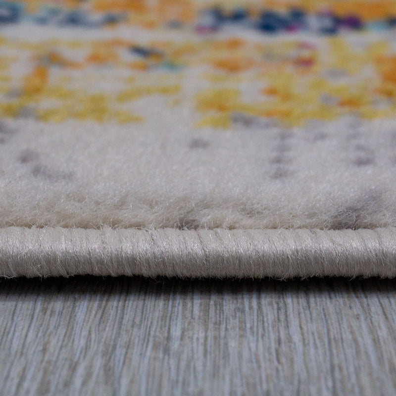 Teppich Kurzflor  Wohnzimmer Bunter Farbmix Used Look Motiv-zoom-