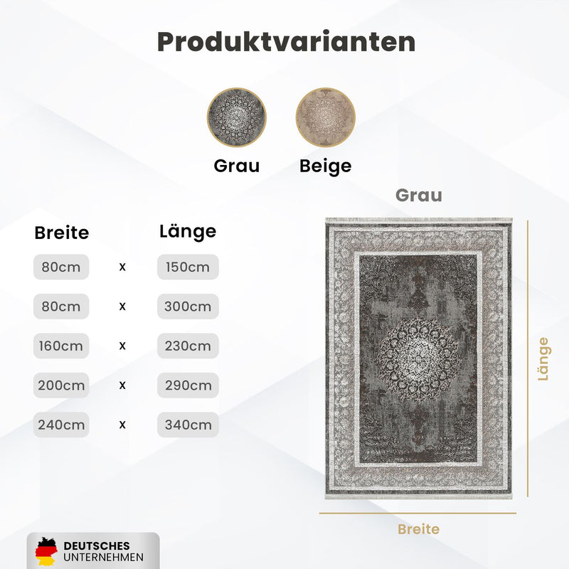 Short-pile rug, modern rug with ornamental pattern – easy to care for & durable – suitable for underfloor heating-zoom-