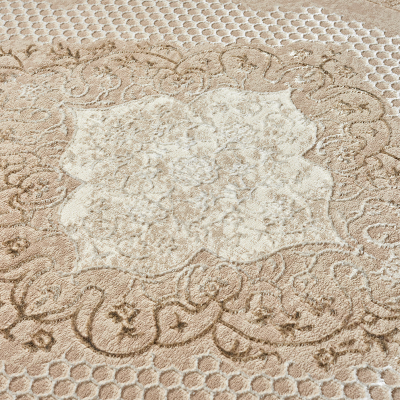 Classic Modern Rug with Ornamental Pattern, Oriental Runner, Suitable for Underfloor Heating-zoom-