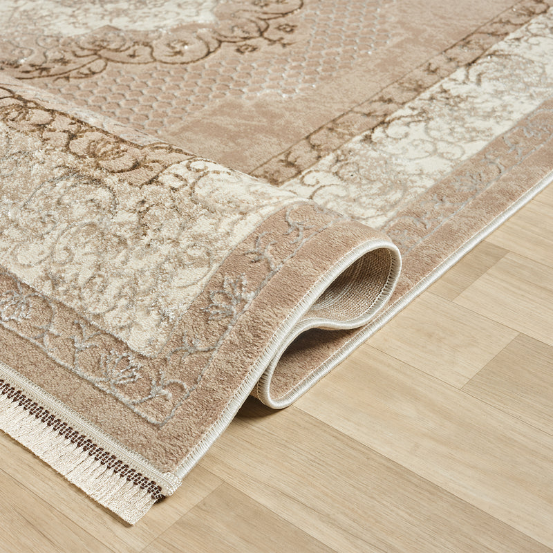 Classic Modern Rug with Ornamental Pattern, Oriental Runner, Suitable for Underfloor Heating-zoom-
